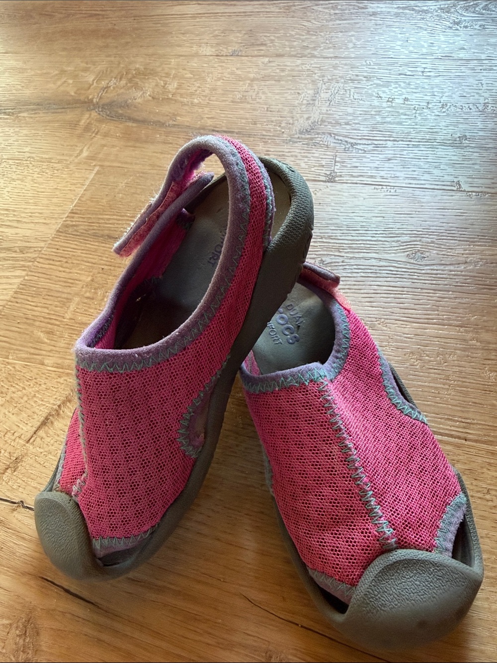 CROCS Pink & Gray Canvas Slip-On water shoes